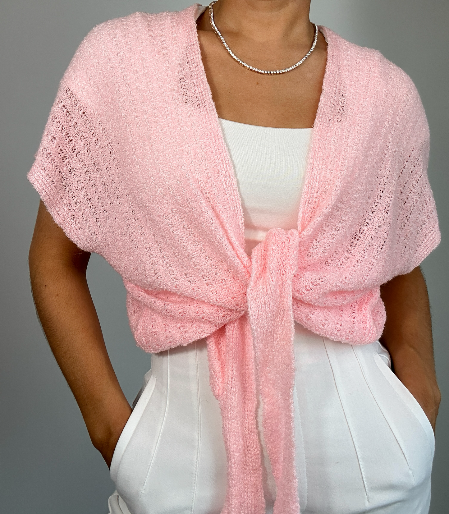 Vintage Light Pink Shawl Sweater Cover Up