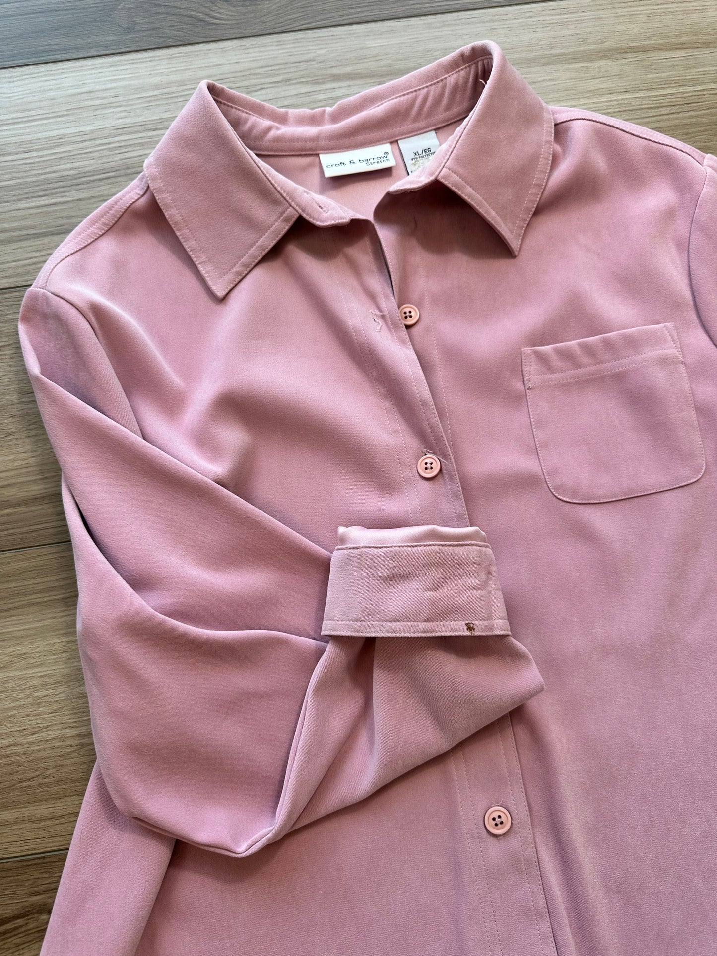 Vintage Faux Suede Mauve Pink Shacket Button Down Top