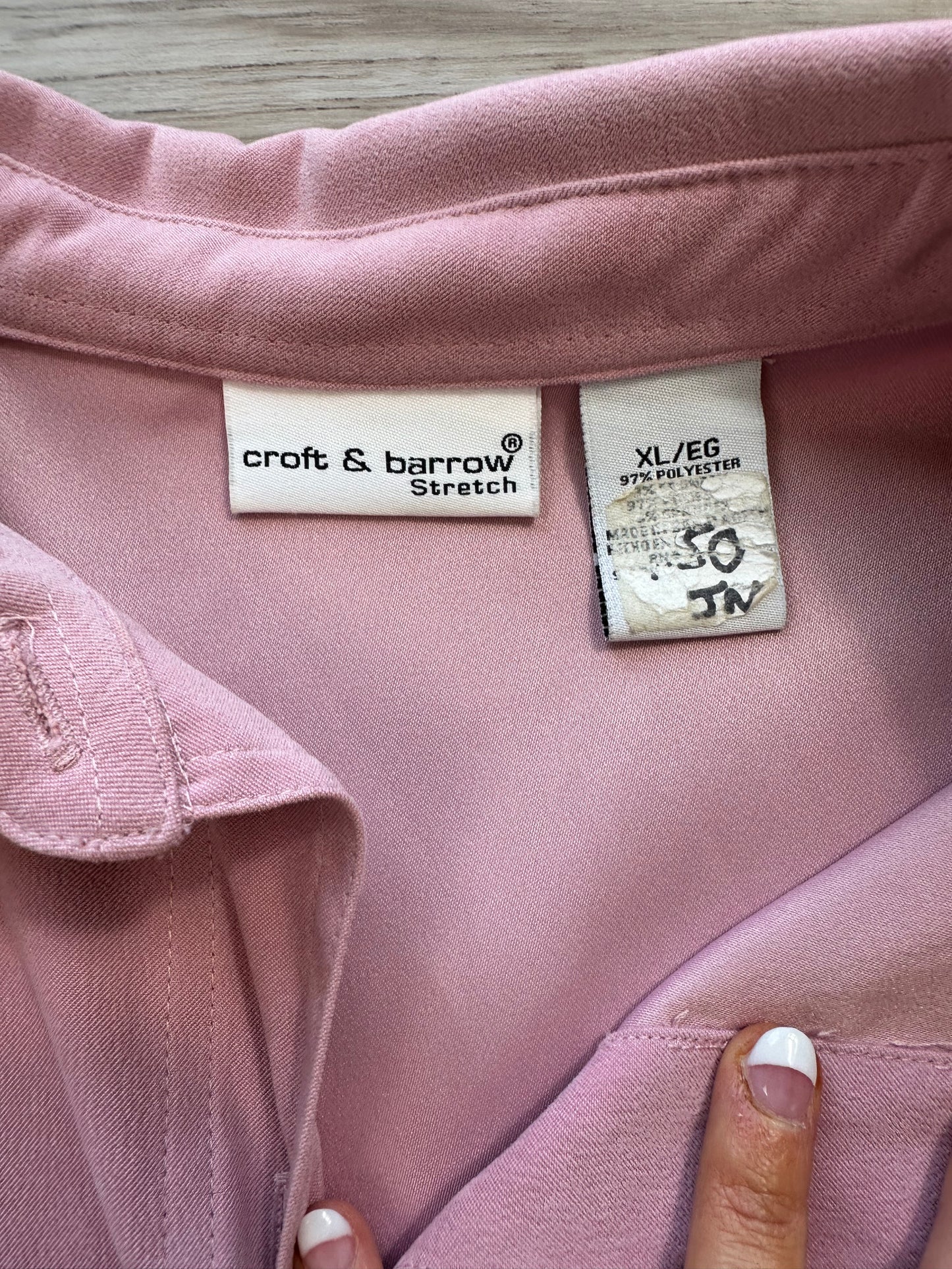 Vintage Faux Suede Mauve Pink Shacket Button Down Top