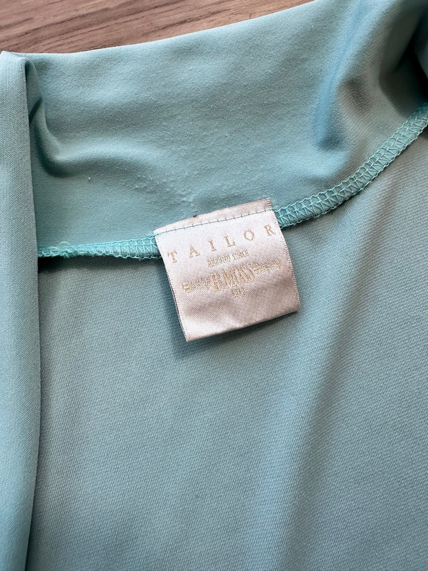 Vintage Tailor B. Moss Sage Blue Square Neckline Top