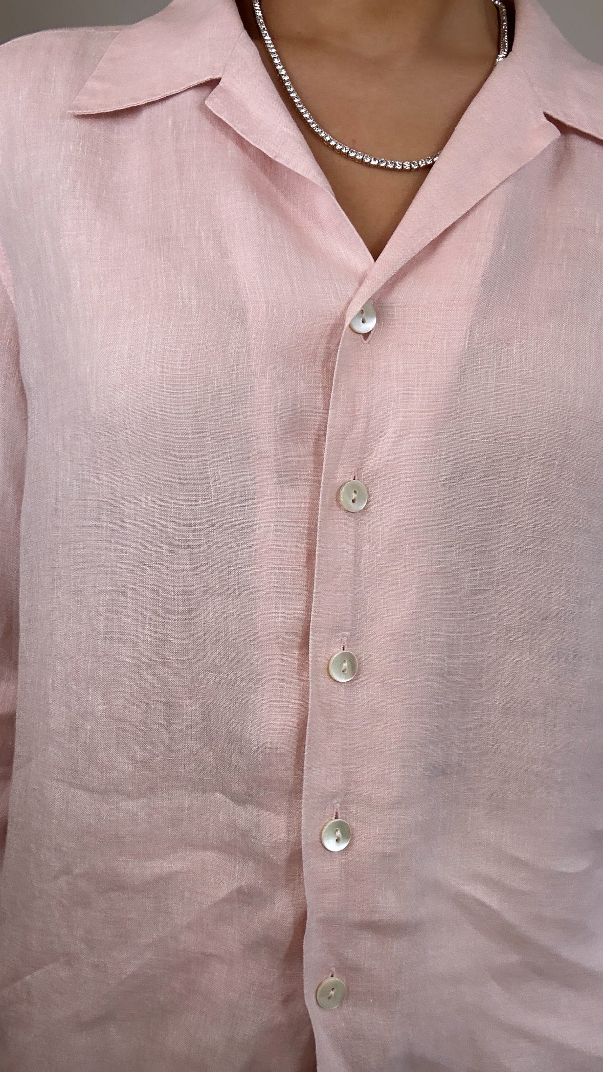 Vintage Sak Fifth Avenue Italian Linen Light Pink Button Down Shirt