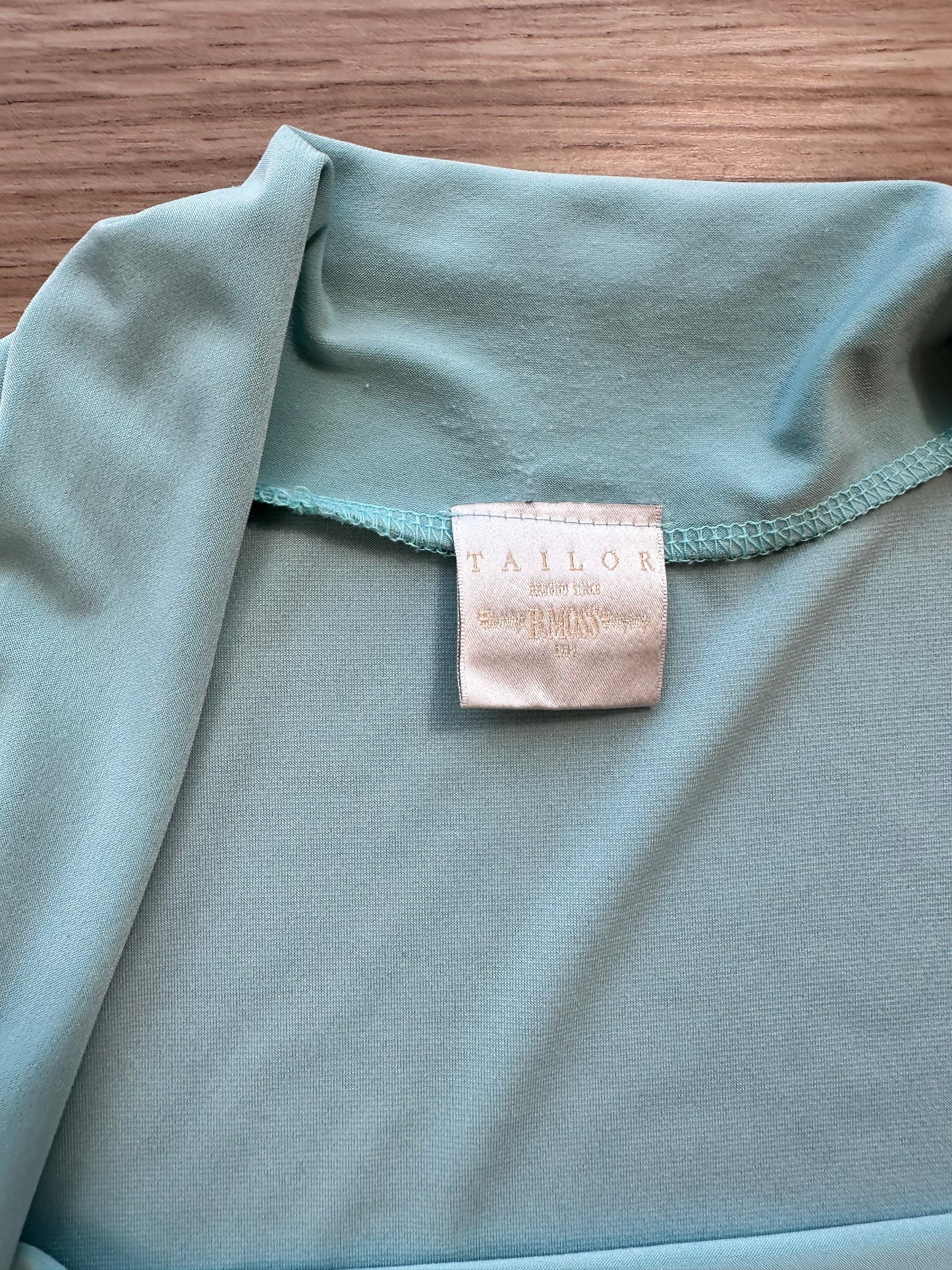 Vintage Tailor B. Moss Sage Blue Square Neckline Top