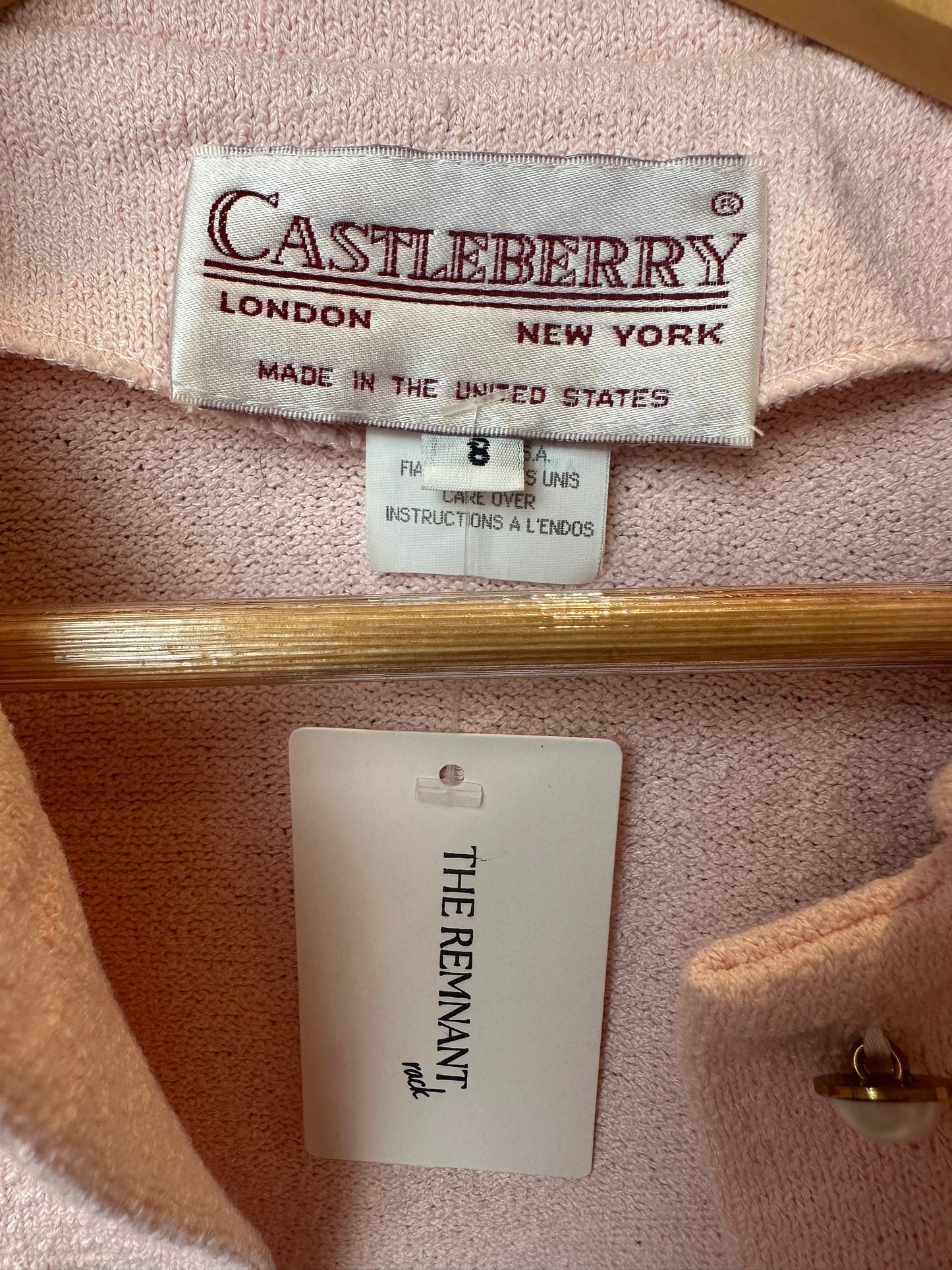 Vintage Castleberry Light Pink Pearl Buttons Knit Jacket