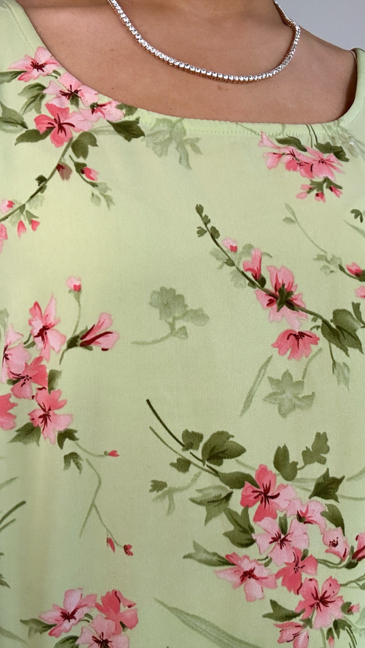 Vintage Light Green Pink Floral Tank Top