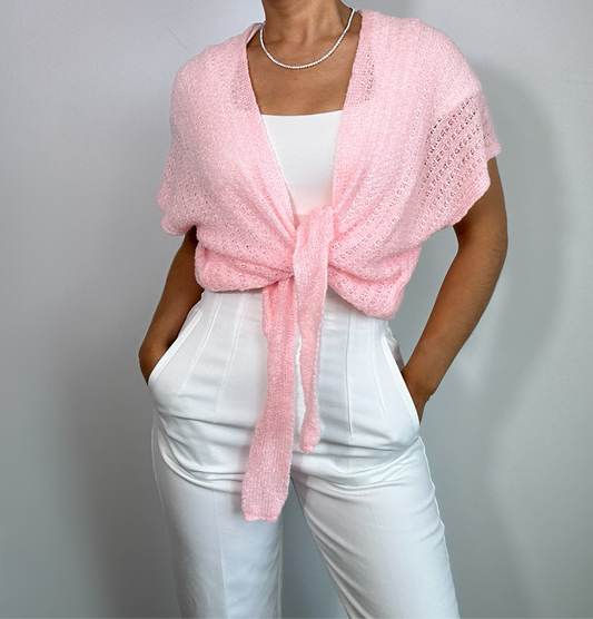 Vintage Light Pink Shawl Sweater Cover Up