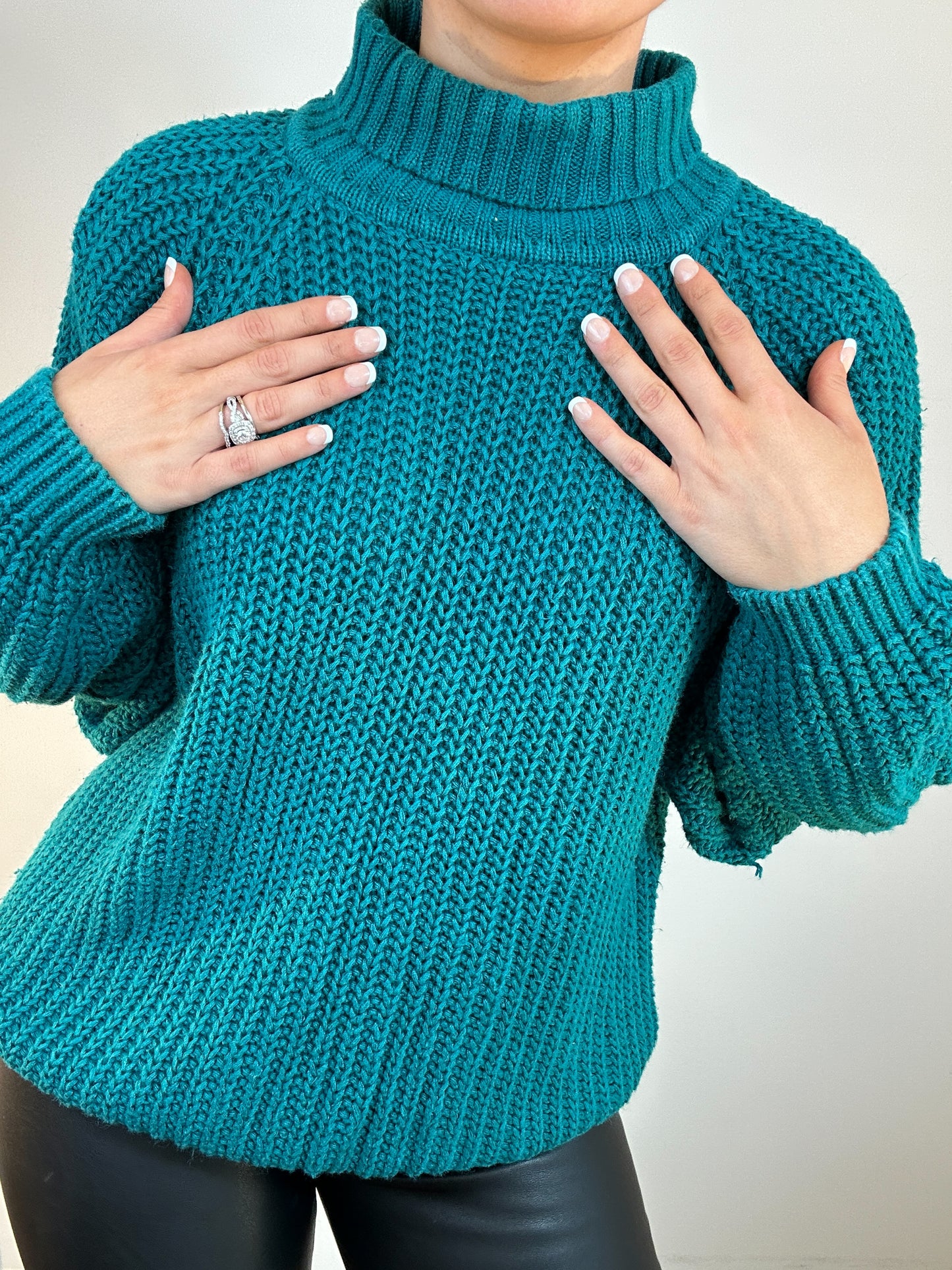 Vintage Chunky Emerald Green Turtleneck Gotham Knit Sweater