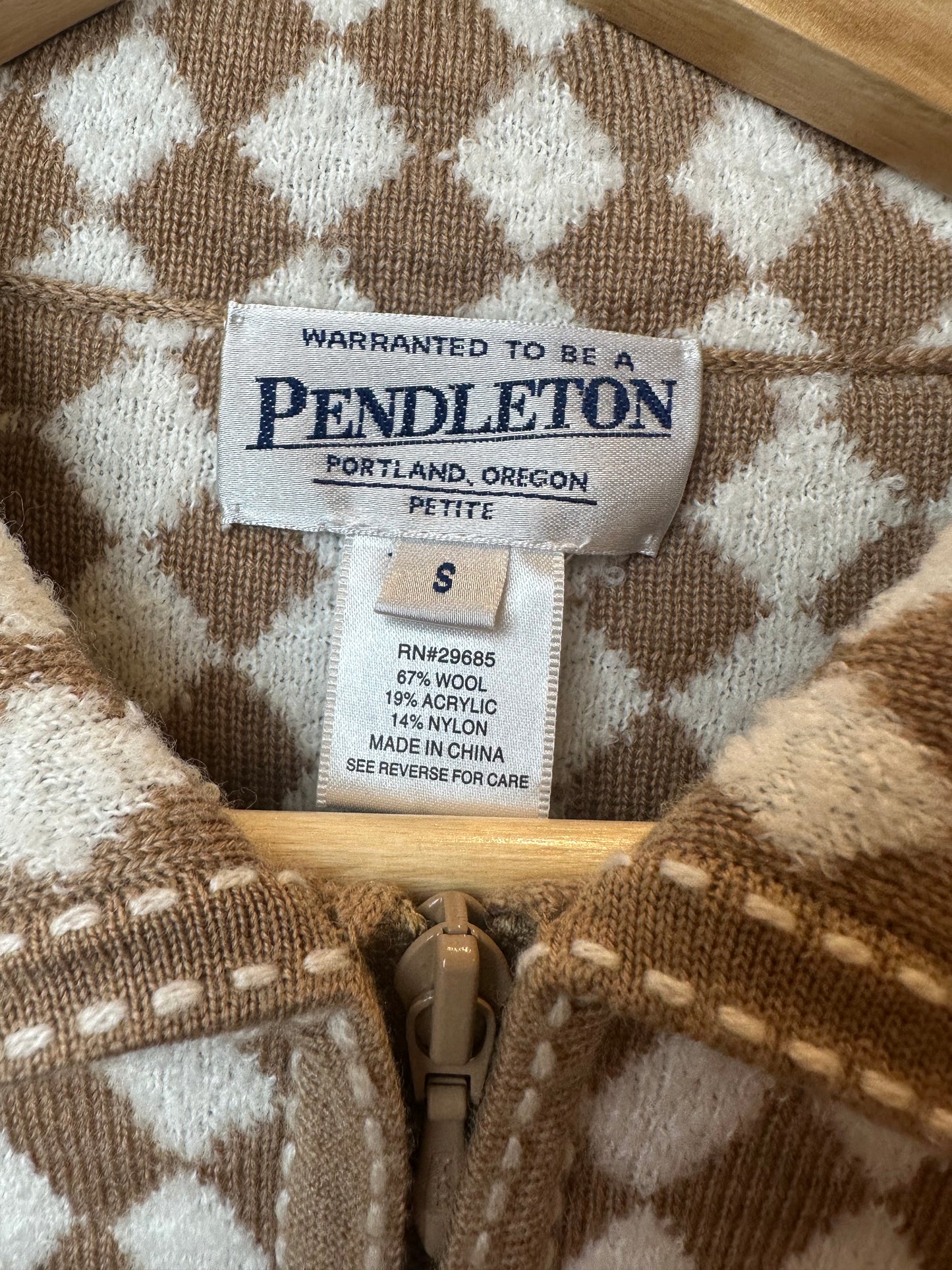 Vintage Pendleton Checker Print Knit Zip Jacket