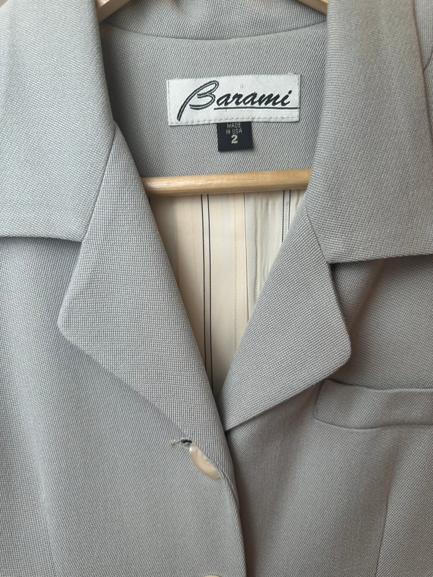 Vintage Barami Light Sage Green Longline Blazer Dress Coat