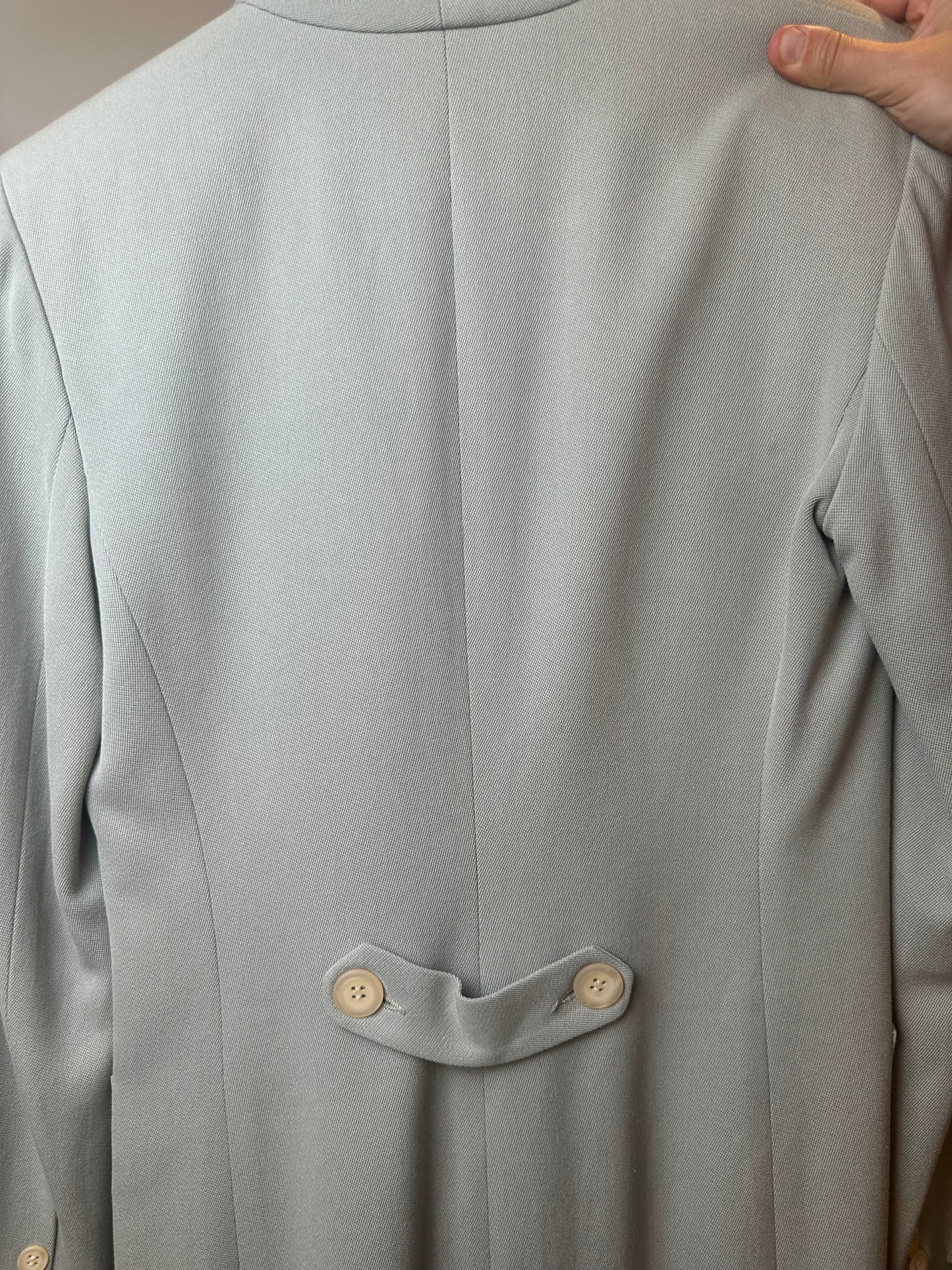 Vintage Barami Light Sage Green Longline Blazer Dress Coat