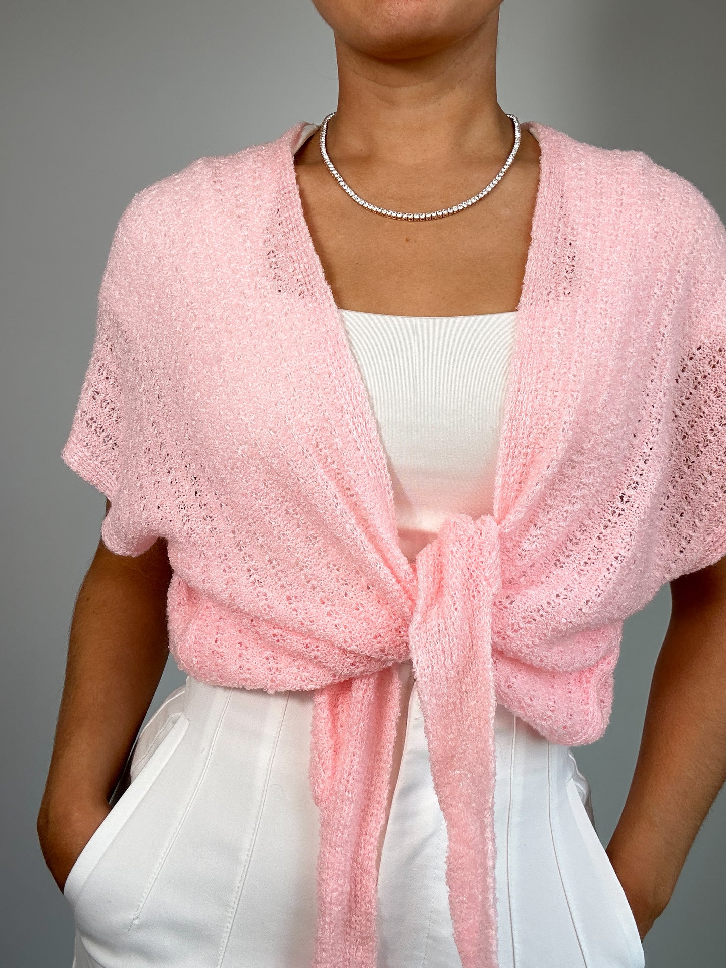 Vintage Light Pink Shawl Sweater Cover Up