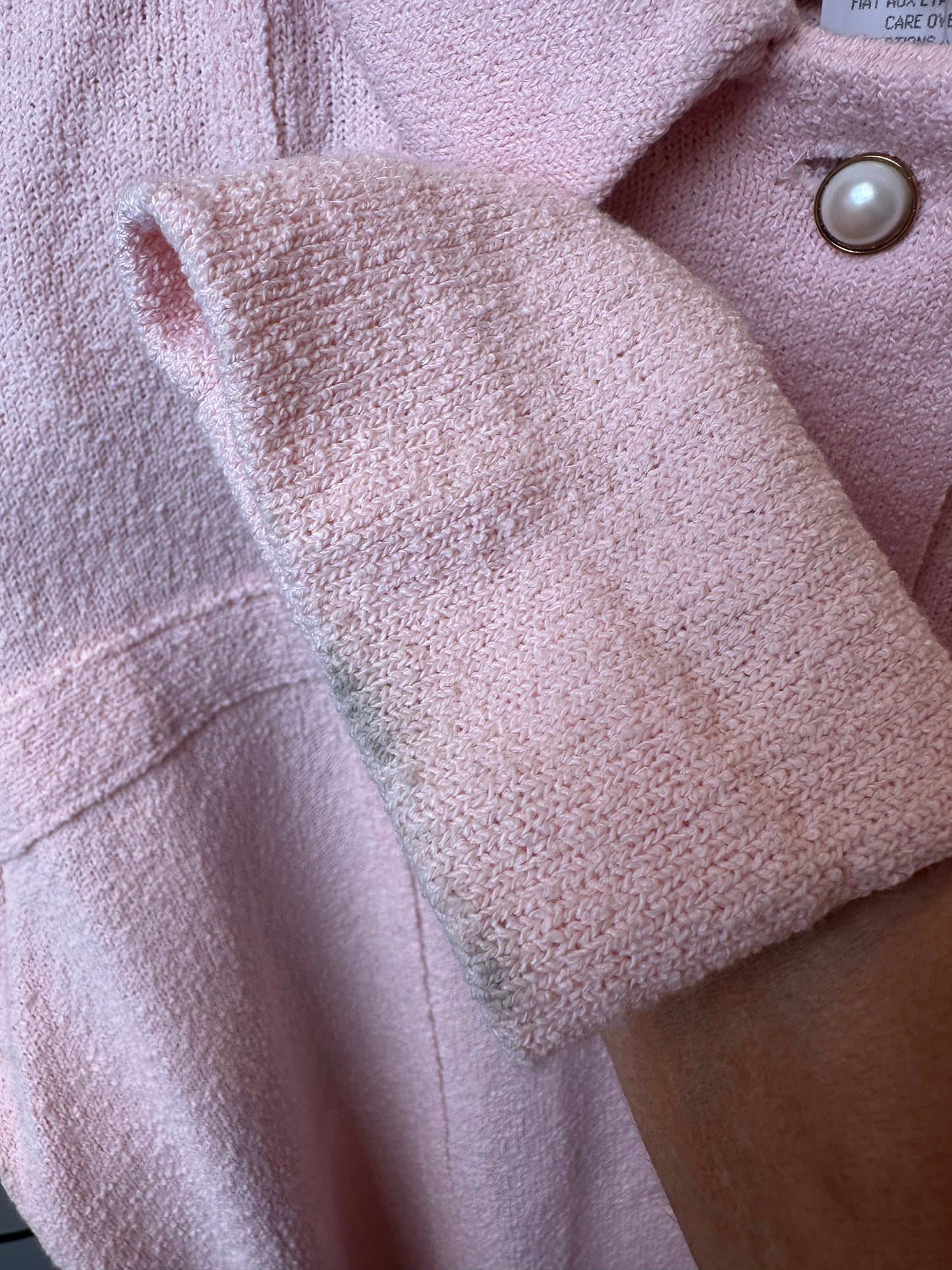 Vintage Castleberry Light Pink Pearl Buttons Knit Jacket